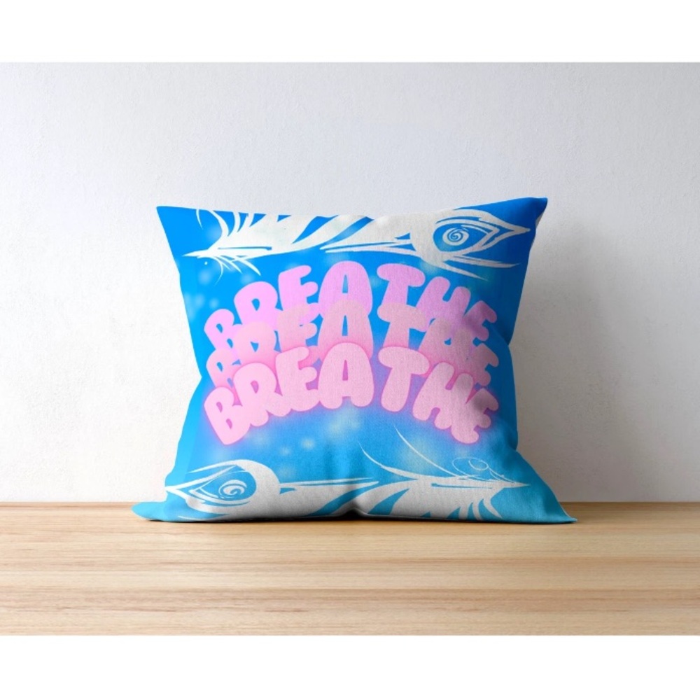 "Breathe" Oracle Pillow - Cute Decorative Dorm College Decor - Feathers